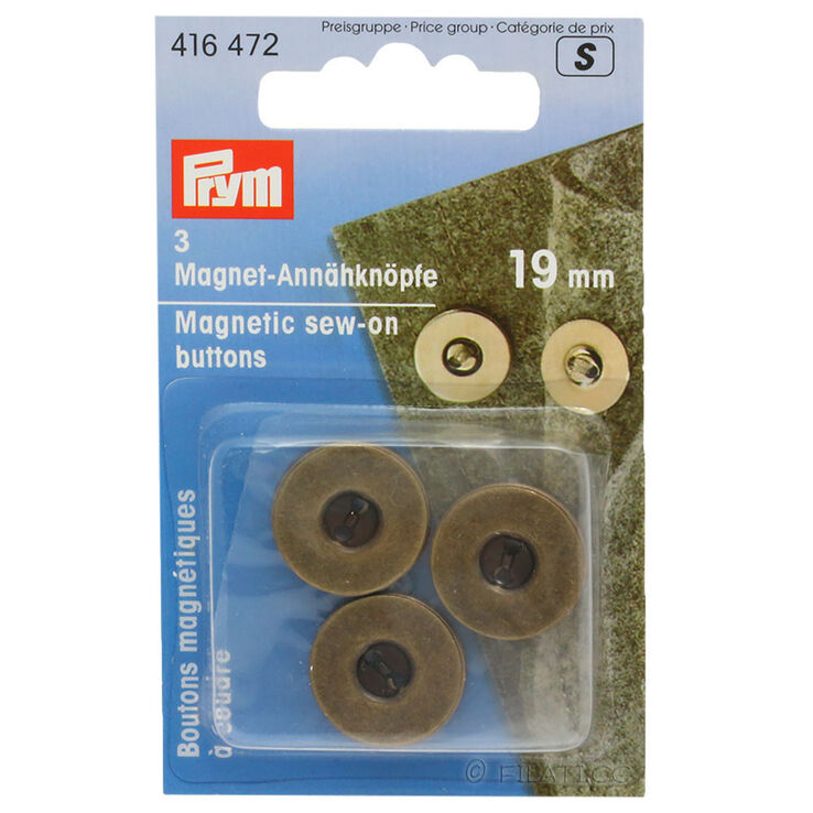 Prym bottoni magnetici per cucire 19mm | 472-ottone antico