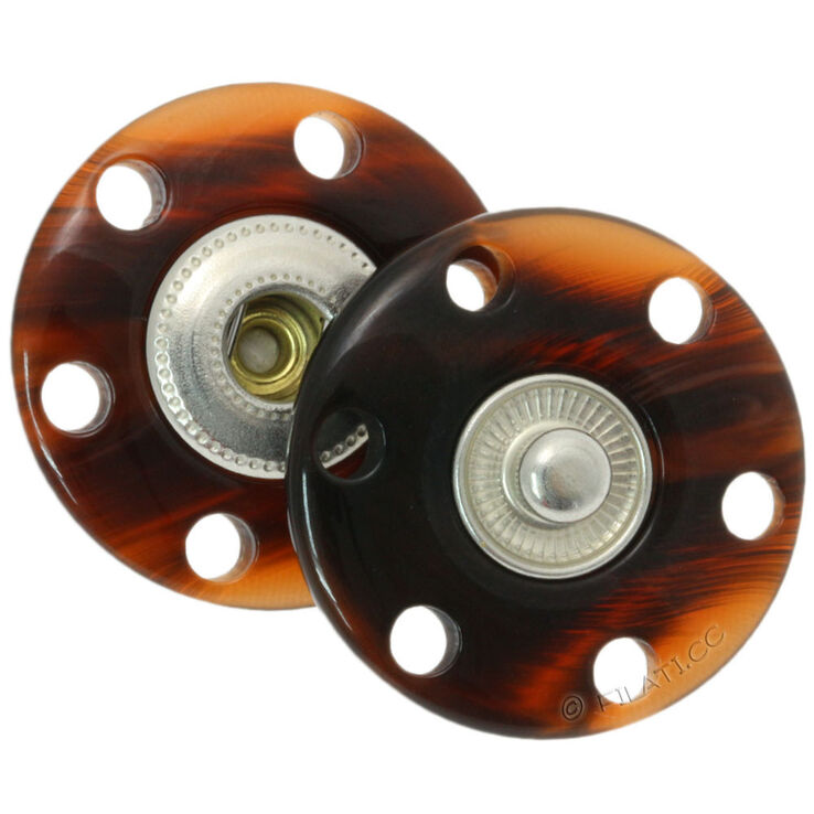 Union Knopf Bottone pressione da cucire 25mm | 22-marrone chiaro puntinato/marrone scuro puntinato