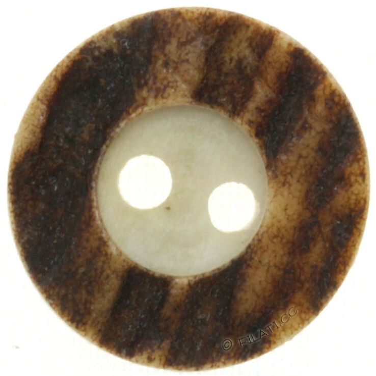 Union Knopf Bottone corna di cervo a 2 fori 16mm | 22-marrone scuro