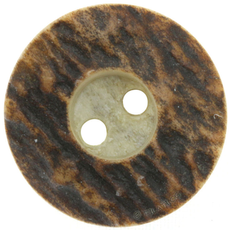 Union Knopf Bottone corna di cervo a 2 fori 25mm | 22-marrone scuro