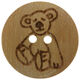 Union Knopf Bottone bambini legno a 2 fori 15mm | 904-Motivo di orsacchiotto