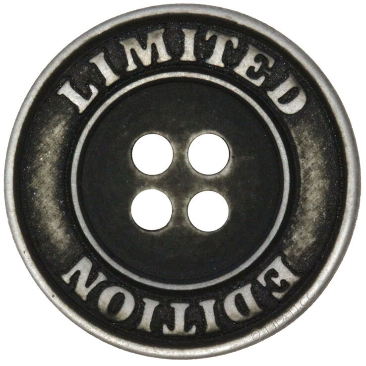 Union Knopf Bottone a 4 fori 15mm | 7882-grigio scuro/argento
