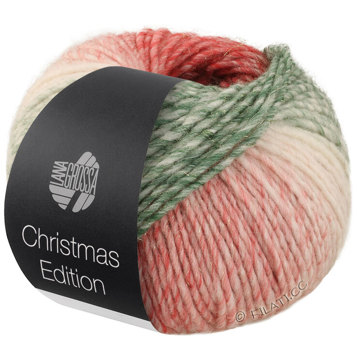 Lana Grossa CHRISTMAS EDITION BIG LUREX | 204-mora/rosso scuro/rosso/rosso chiaro/ecru/verde bianco/verde scuro/verde nero a strisce