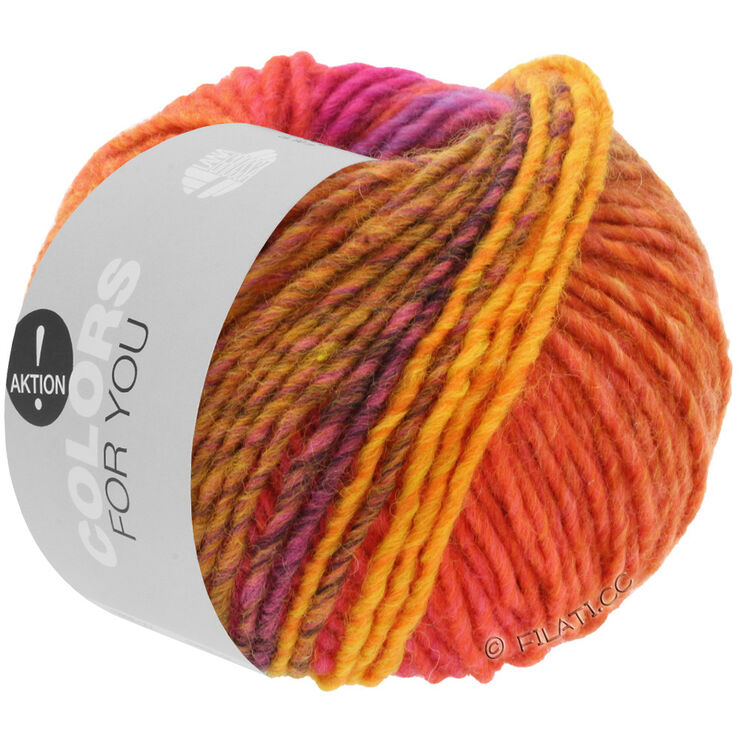 Lana Grossa COLORS FOR YOU | 139-fucsia/ruggine/giallo arancio/marrone scuro/porpora/rosso/corallo/arancio