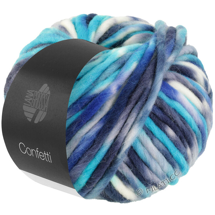 Lana Grossa CONFETTI Print | 01-turchese  /marino/blu notte/jeans/bianco