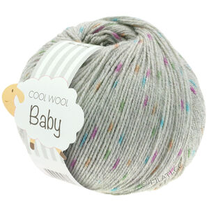 Lana Grossa COOL WOOL Baby Uni/Print 50g | 358-grigio chiaro/arancio/verde/ciclamino
