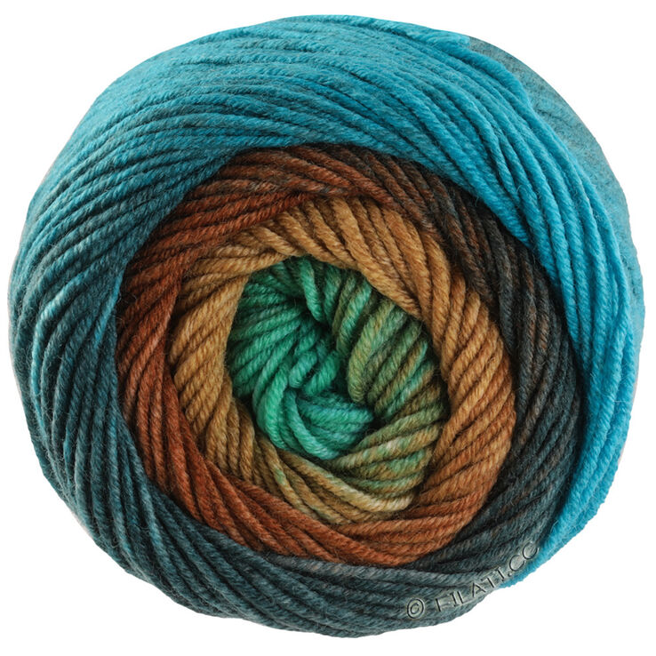 Lana Grossa COOL WOOL Big Color | 4033-giada/marrone arcilla/marrone scuro/ottanio scuro/ottanio chiaro