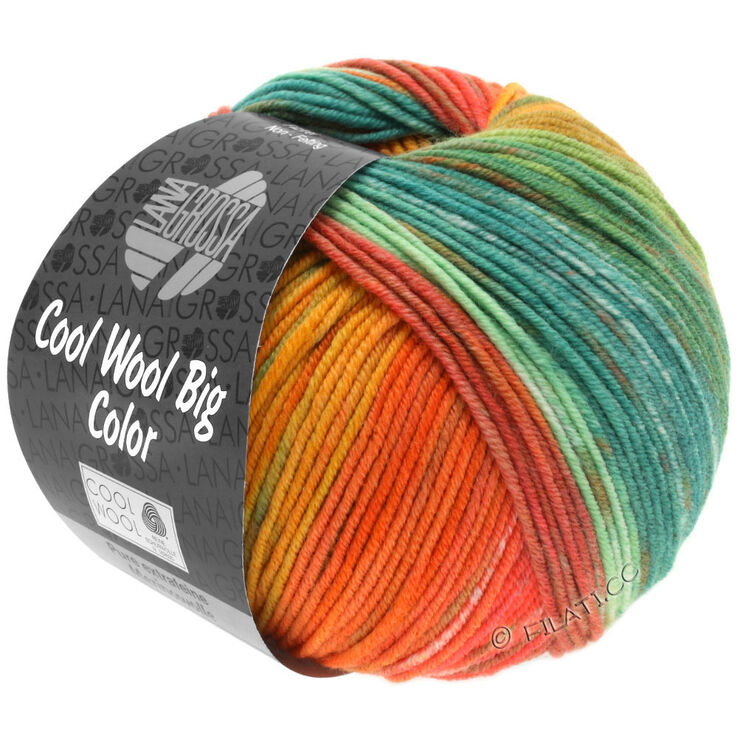 Lana Grossa COOL WOOL Big Color | 4001-giallo miele/mandarino/rosso salmone/cachi/verde chiaro/ottanio