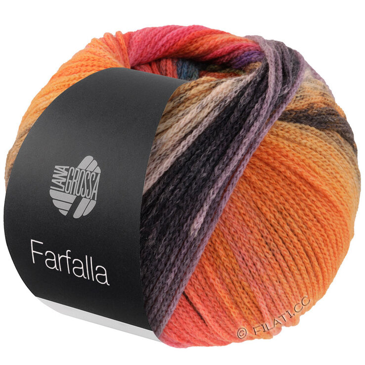 Lana Grossa FARFALLA | 02-beige rosato/grigio marrone/arancio/arancio chiaro/moca/blu notte/lampone/mora