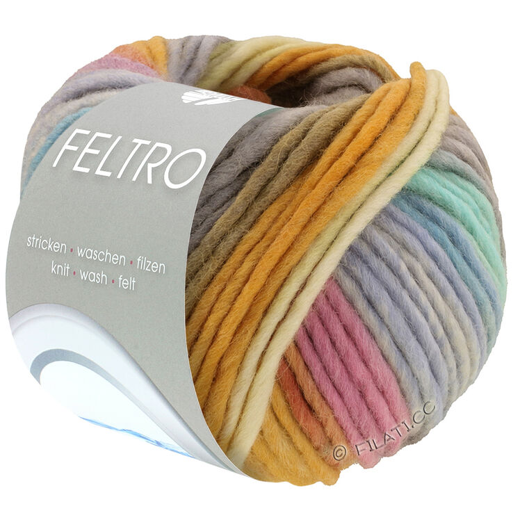 Lana Grossa FELTRO Bosco | 721-vaniglia/grigio chiaro/giallo tuorlo uovo/arancio/rosa/blu chiaro/turchese  /beige grigio