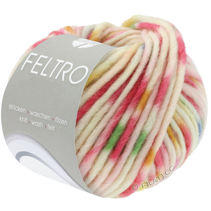 Lana Grossa FELTRO Chess | 831-rosa vivo/rosa/grigio chiaro/arancio pallido