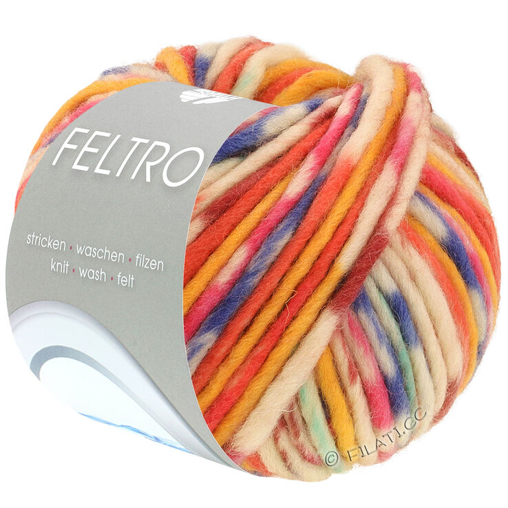 Lana Grossa FELTRO Fuoco | 731-rosso/rosa vivo/giallo/blu jeans/beige chiaro/menta/rosa