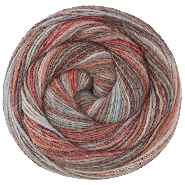 Lana Grossa GOMITOLO DISEGNO | 521-grigio marrone/grigio blu/palissandro/crema/blu chiaro/rosso scuro/taupe