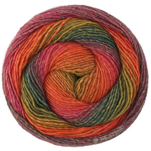 Lana Grossa GOMITOLO VERSIONE | 464-oliva scuro/verde scuro/viola grigio/fucsia/rosso