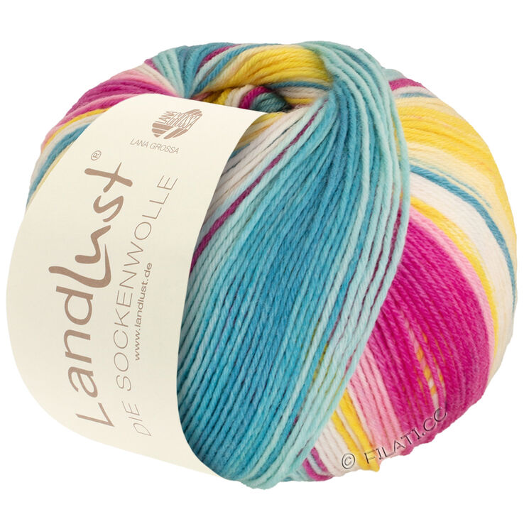 Lana Grossa LANDLUST DIE SOCKENWOLLE 150g 6-Ply | 911-fucsia/lampone/giallo/ecru/giada