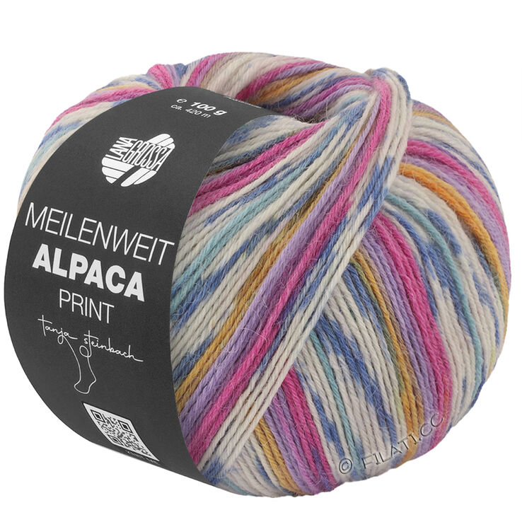 Lana Grossa MEILENWEIT 6-FACH 150g Alpaca Print | 1109-fucsia/porpora/viola/giallo zafferano/bianco/grigio blu/jeans