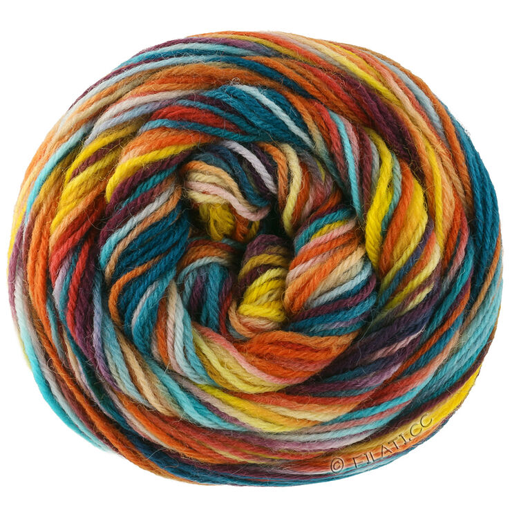 Lana Grossa MEILENWEIT 6-FACH 150g Cascata | 9742-mora/malva/turchese /blu ghiaccio/giallo/ocra/verde muschio