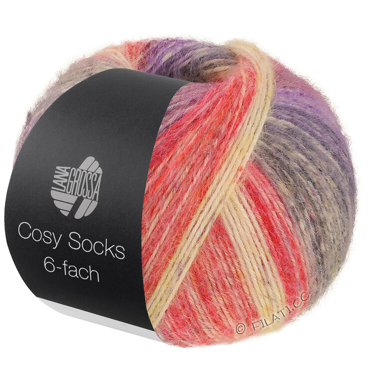 Lana Grossa MEILENWEIT 6-FACH 150g Cosy Socks Dream | 2151-rosso chiaro/giallo senape/marrone rossiccio/porpora/blu violetto/grigio chiaro/grigio scuro/pistacchio/terracotta