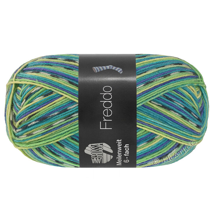 Lana Grossa MEILENWEIT 6-FACH 150g Freddo | 9736-verde pallido/grigio scuro/grigio chiaro/ottanio/blu scuro/verde bianco