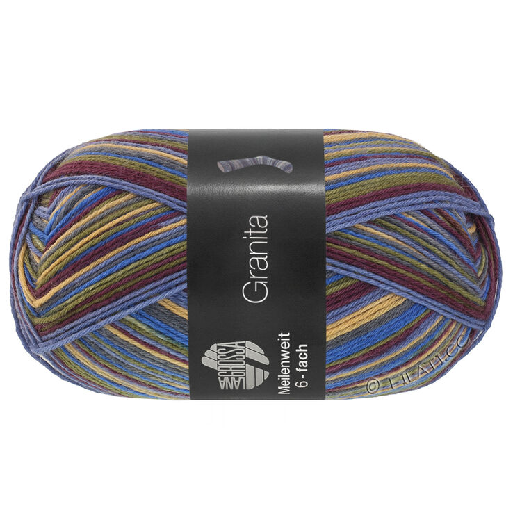 Lana Grossa MEILENWEIT 6-FACH 150g Granita | 9732-blu/oliva scuro/marrone cioccolato/blu jeans//grigio scuro