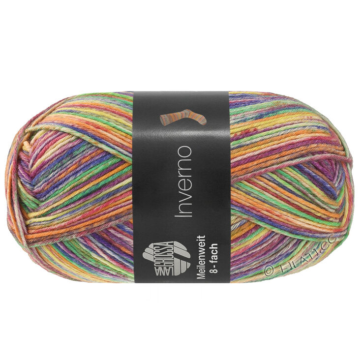 Lana Grossa MEILENWEIT 8-FACH 150g Inverno | 9988-verde chiaro/rosa/vaniglia/porpora/blu prugna/viola rosso/turchese menta