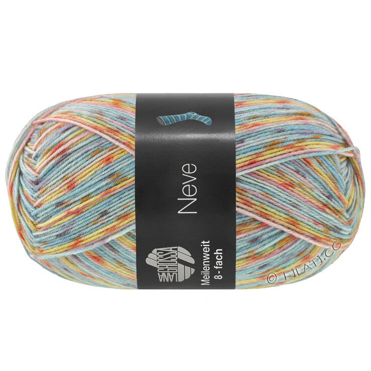 Lana Grossa MEILENWEIT 8-FACH 150g Neve | 9992-menta/rosa/giallo/arancio/lilla/melanzana