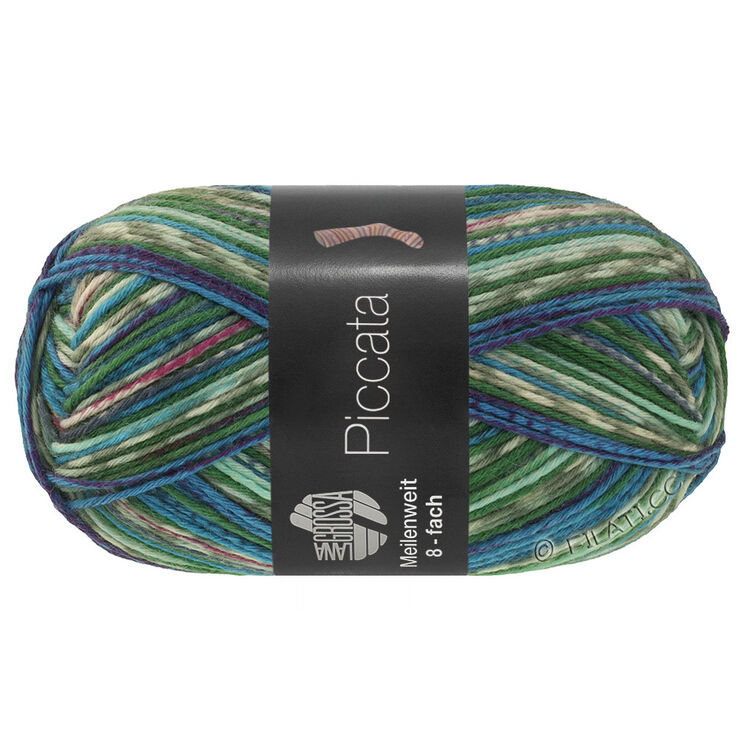 Lana Grossa MEILENWEIT 8-FACH 150g Piccata | 9996-verde delicata/giada/azzurro/bianco/verde scuro/reale/blu/Viola porpora/grigio blu