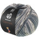 Lana Grossa MEILENWEIT 100g Cashmere Pista | 143-grigio acciaio/grigio scuro/grigio chiaro/grigio topo/blu pastello a strisce