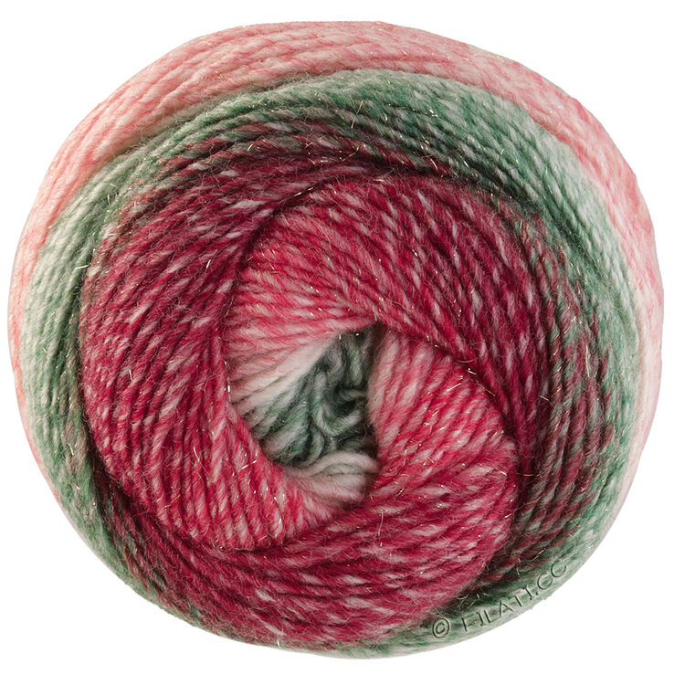 Lana Grossa GOMITOLO (Christmas Edition Lurex) | 118-verde grigio/verde bianco/ecru/rosso/rosso scuro/mora/Bianco rosso a strisce
