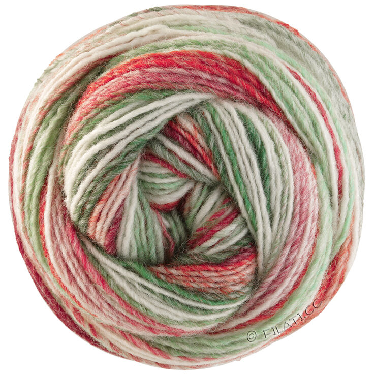 Lana Grossa GOMITOLO (Christmas Edition) | 111-bacca/rosso scuro/rosso chiaro/ecru/verde delicata/verde medio/verde grigio/verde scuro