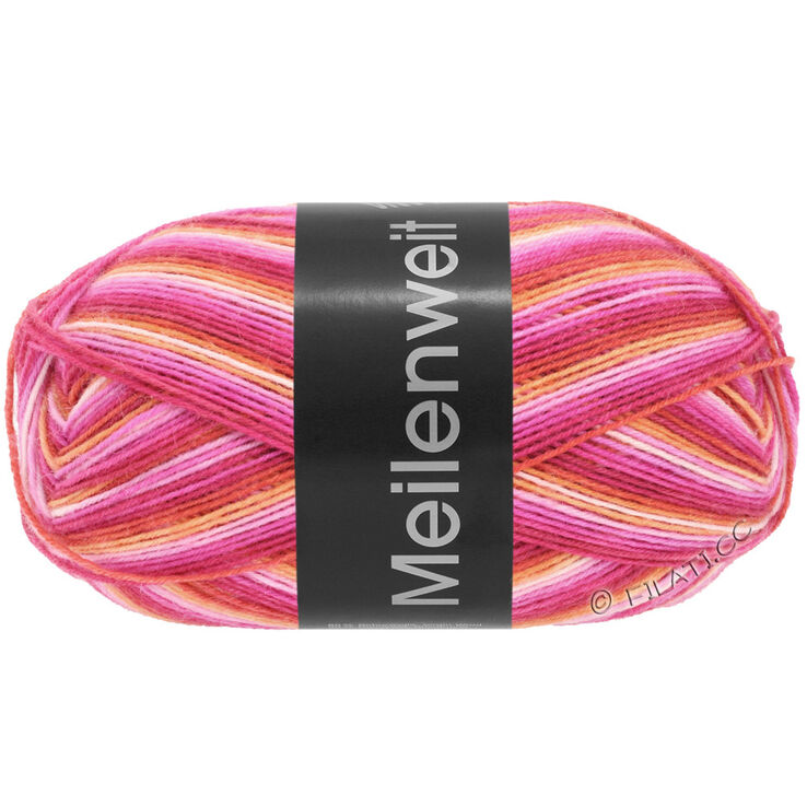 Lana Grossa MEILENWEIT 100g Intenso | 5521-fucsia/rosa vivo/rosa/albicocca/geranio rosso