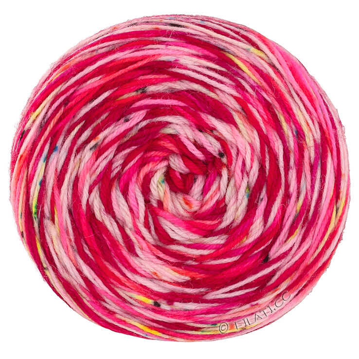 Lana Grossa MEILENWEIT 100g Merino Hand-dyed | 01-rosso lampone/rosa vivo/ecru/giallo delicata