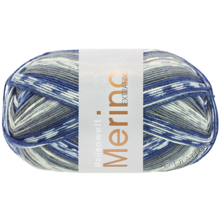 Lana Grossa MEILENWEIT 100g Merino Extrafine Denim Mix | 2601-grigio chiaro/grigio scuro/blu scuro