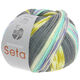Lana Grossa MEILENWEIT 100g Seta Adriana | 3245-grigio scuro/bianco/senape/porpora/turchese