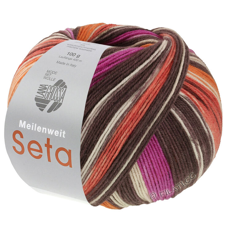 Lana Grossa MEILENWEIT 100g Seta Hokkaido | 3581-ruggine/marrone scuro/natura/arancio/antracite/fucsia/grigio scuro