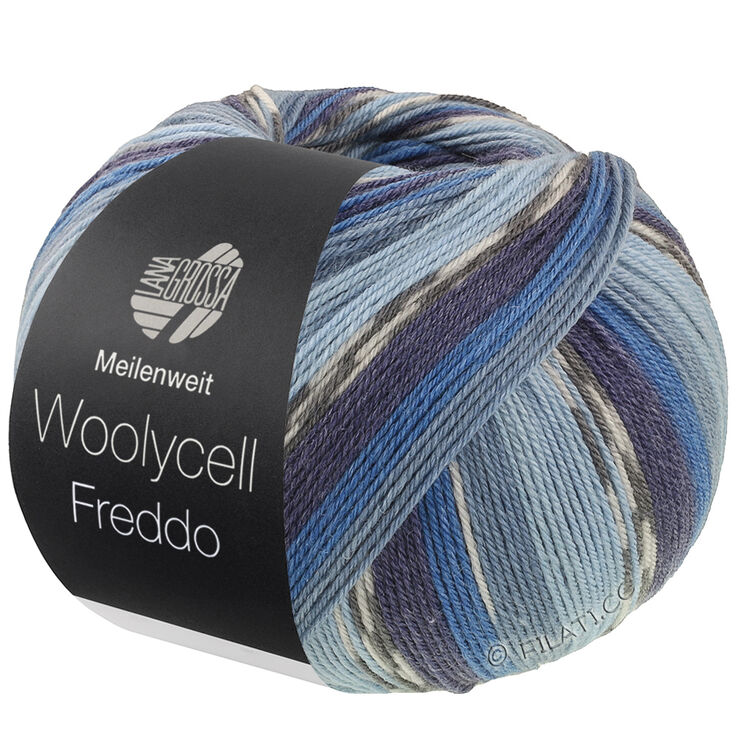 Lana Grossa MEILENWEIT 100g Woolycell Freddo | 6041-blu chiaro/blu pastello/grigio blu/blu/marino/grigio scuro/grigio argento