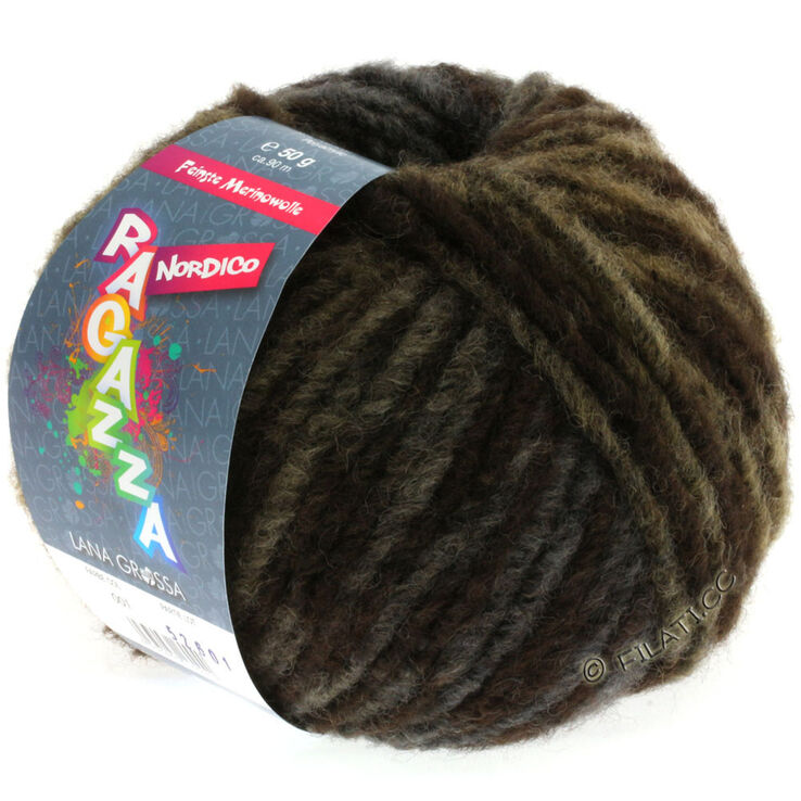 Lana Grossa NORDICO (Ragazza) | 01-marrone cioccolato/marrone nero/marrone dorato