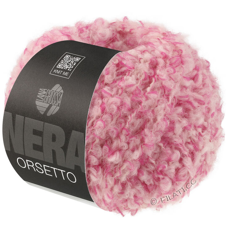 Lana Grossa ORSETTO Moulinè (Nera) | 101-rosa vivo/ecru
