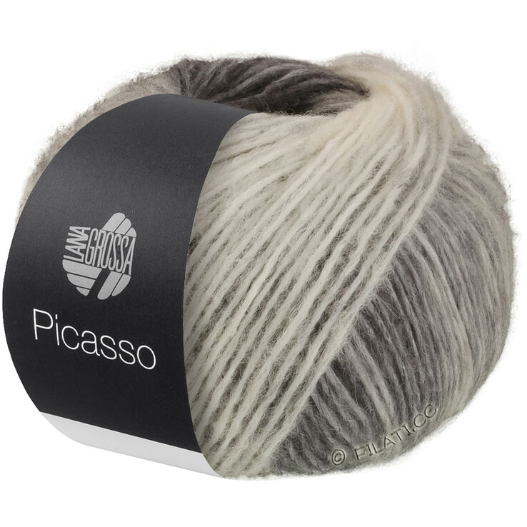 Lana Grossa PICASSO | 14-bianco/grigio chiaro/grigio medio/grigio scuro