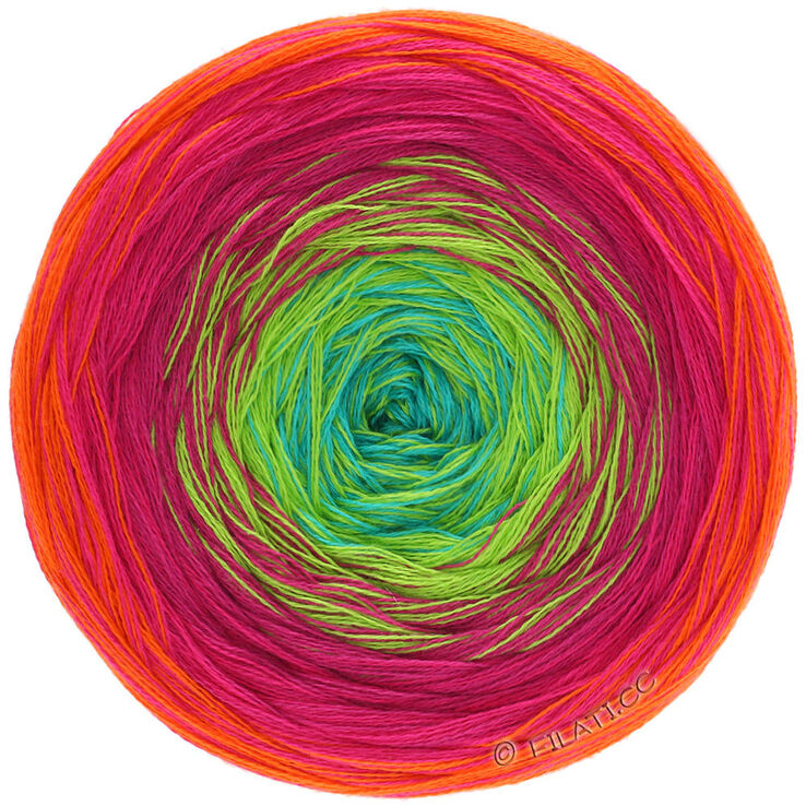 Lana Grossa SHADES OF COTTON | 101-arancio/rosso/ciclamino/verde giallo/turchese  
