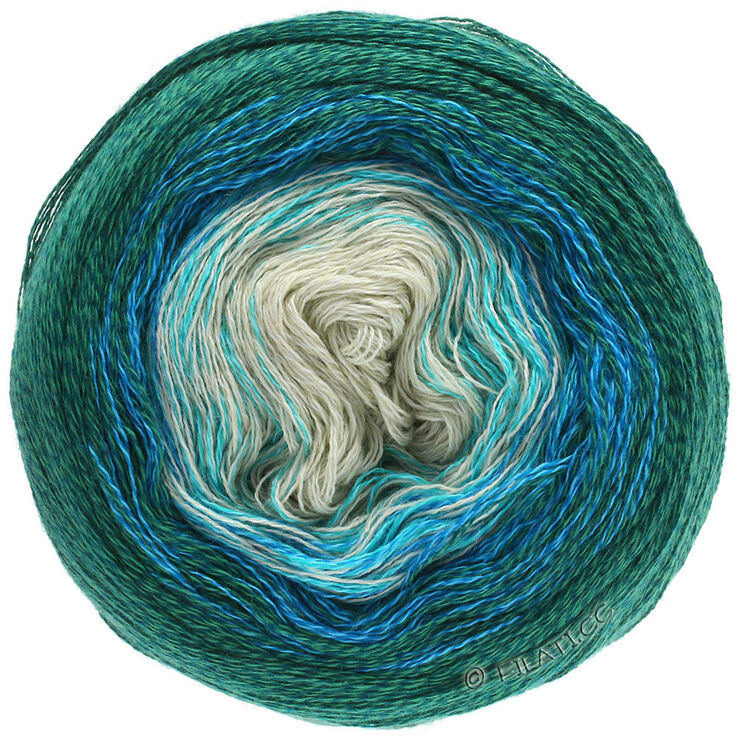 Lana Grossa SHADES OF MERINO COTTON | 401-ecru/turchese /genziana/ottanio scuro