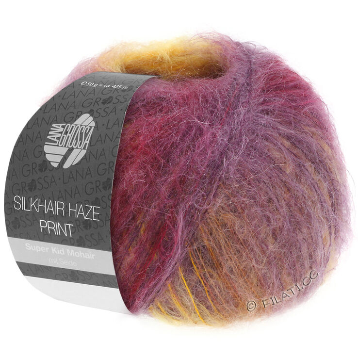 Lana Grossa SILKHAIR HAZE Print | 1201-giallo/cachi/melanzana/bacca