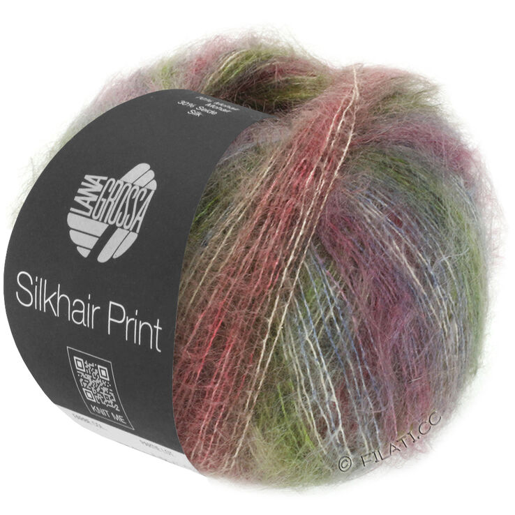 Lana Grossa SILKHAIR PRINT | 401-verde muschio/taupe/grigio blu/rosa antico/beige