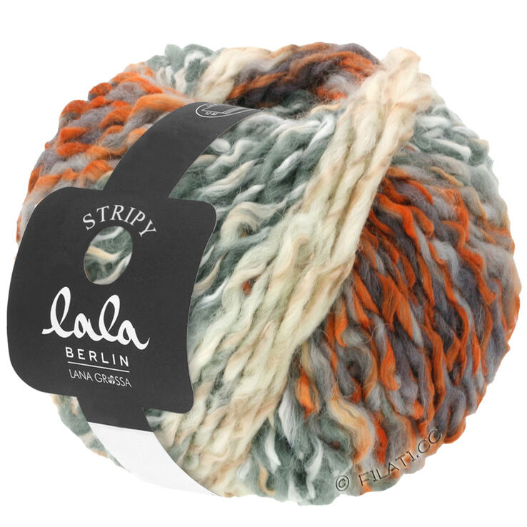 Lana Grossa STRIPY (lala BERLIN) | 01-bianco/grigio/ruggine/arancio/grigio scuro