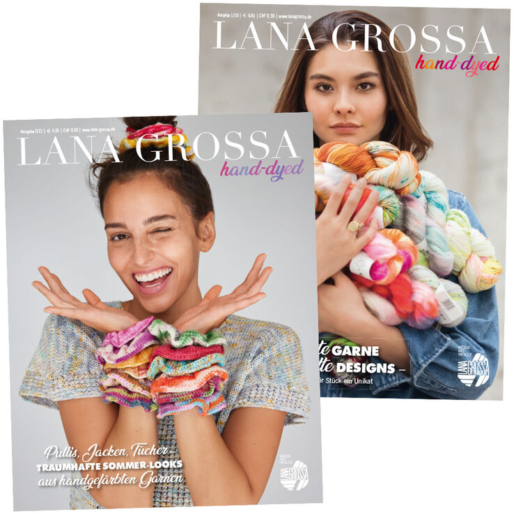 HAND-DYED No. 1 & 2 - Riviste tedesche + istruzioni in francese di Lana Grossa