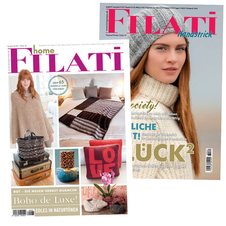 FILATI Handstrick No. 65 & FILATI Home No. 66 - Rivista tedesca + istruzioni in inglese di Lana Grossa