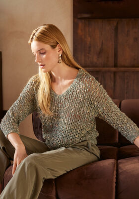 MAGLIONE LAVORATO TOP-DOWN Popcorn di Lana Grossa