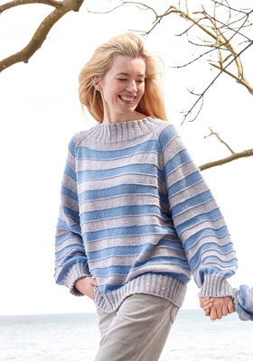 MAGLIONE A RIGHE TOP DOWN Cool Wool Big Mélange di Lana Grossa