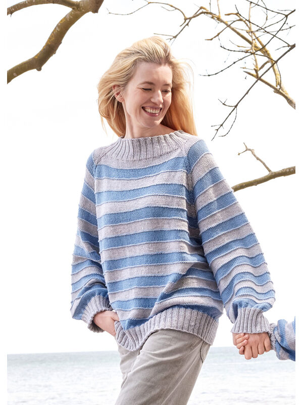 Lana Grossa MAGLIONE A RIGHE TOP DOWN Cool Wool Big Mélange