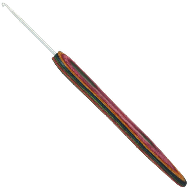 Lana Grossa Ago uncinetto alluminio con manico in legno design-legno Color mis, 2,0